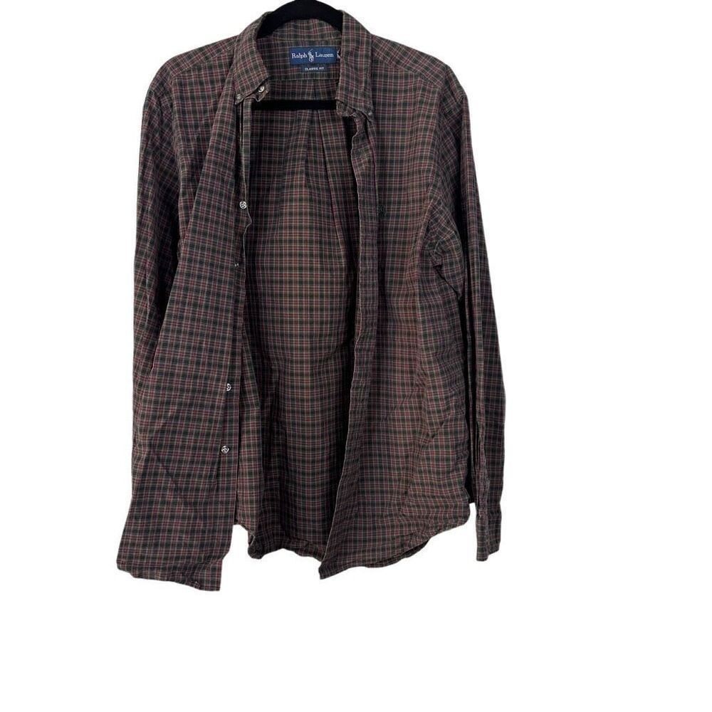 Vintage Ralph Lauren Plaid Yarmouth Shirt 16/L Polo Cotton Long Sleeve